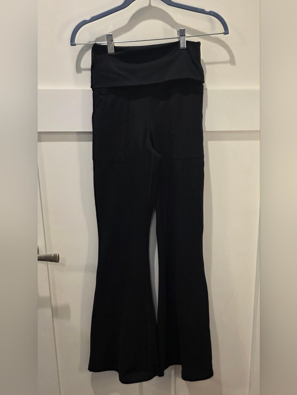 Offline by Aerie Women's The Hugger Fold Over Flare Hi-Rise Black Pants Small